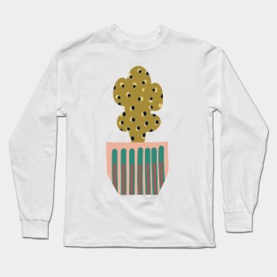 Mustard cactus plant in a pot Long Sleeve T-Shirt